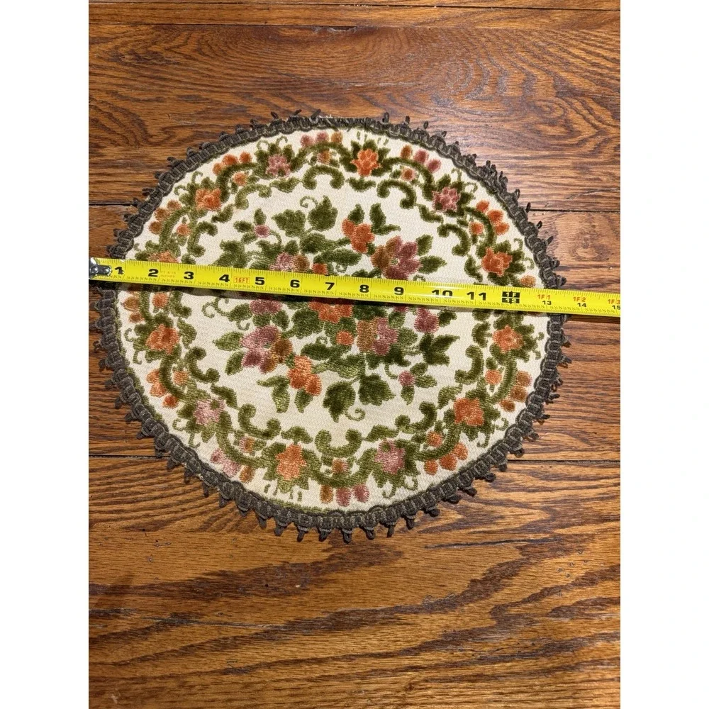 3 Vintage Floral Tapestry Lace Edged Doilies & Runners Floral Gram Antique